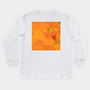 Pumpkin Orange Abstract Low Polygon Background Kids Long Sleeve T-Shirt